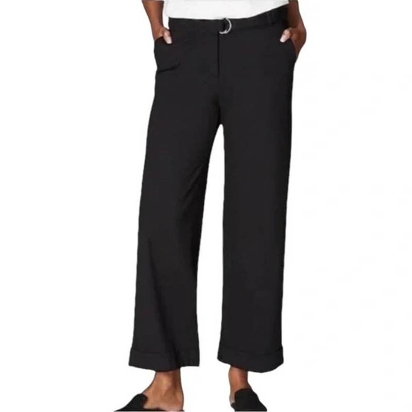 J. Jill Pants - J. Jill Petite Ponte Crop Full Wide Leg Attached Belt Stretch Pants Size Medium